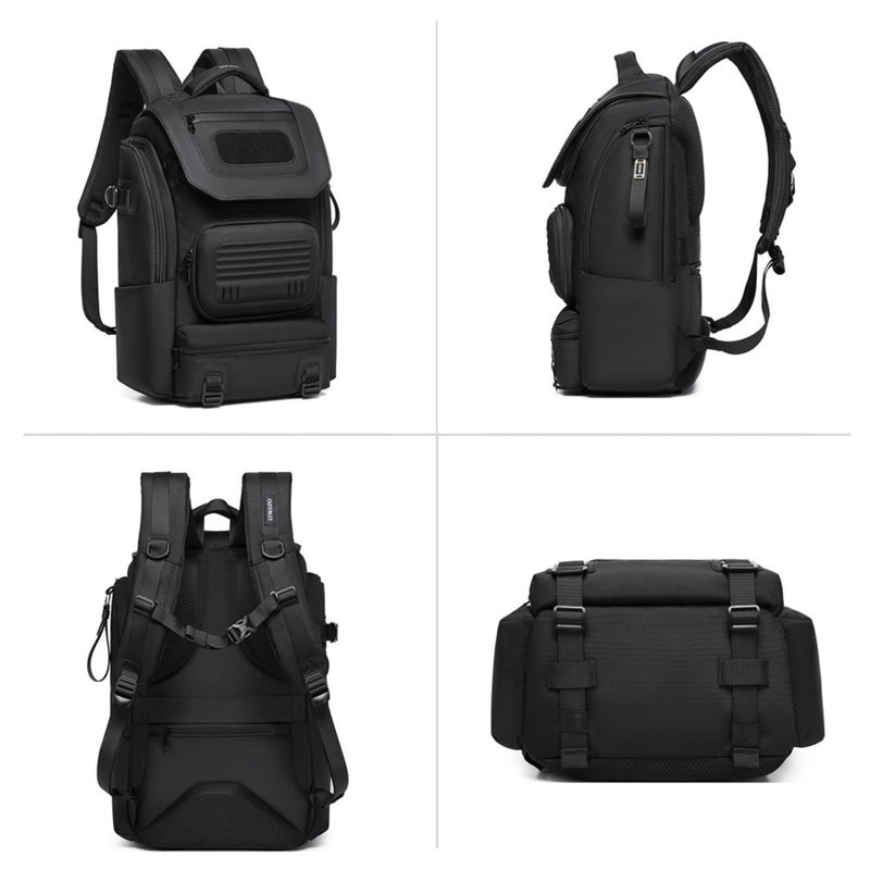 OZUKO Waterproof Oxford Laptop Backpack With Anti-Theft Pocket, Slim Business Daypack for Work Travel Commute, Black, 9840 - Image 3
