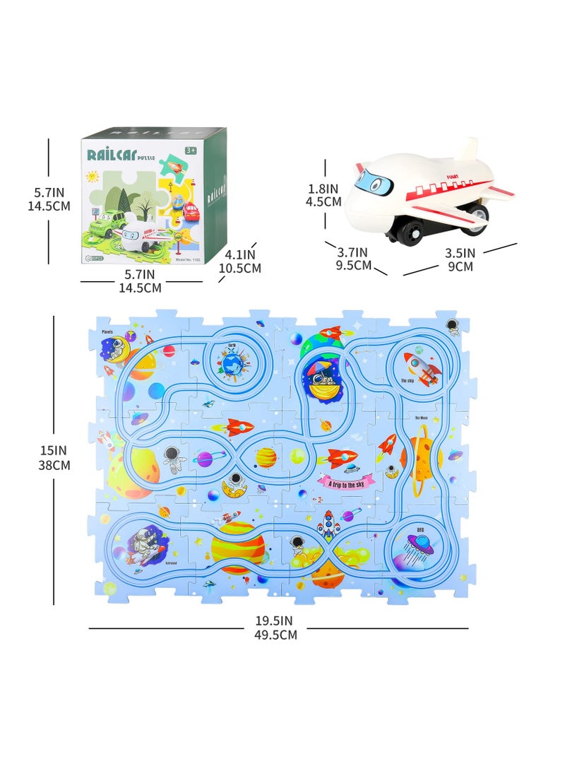 SYOSI Puzzle with Rail Car for Kids Ages 3-5, Toddler DIY Puzzle Track Play Set Gift, Critical Thinking Educational Toys for 3 4 5 6 Year Old Boys Girls, Fun Slot Car Building Toys for Kids - Image 4