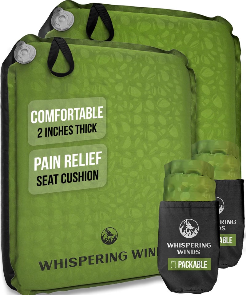 Whispering Winds Inflatable Seat Cushion - Comfortable Blow-up Foam Pad for Airplane, Travel, Stadium, Outdoors, Camping, Car & More - Image 1