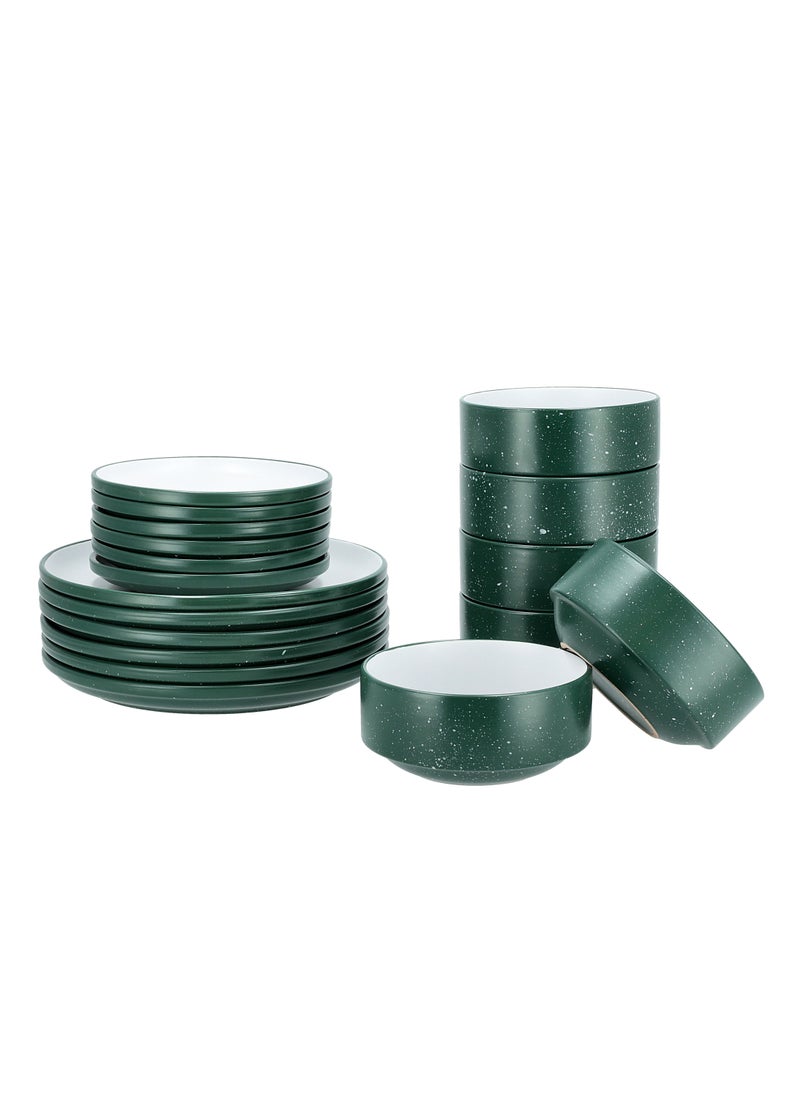 La Mesa Dinner Set 18 Pcs Serve 6 Persons  Dark Green/White  - Image 3