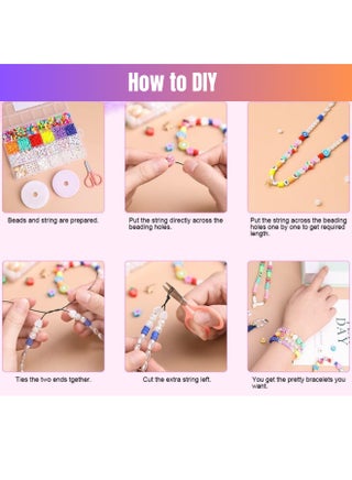 DIY Jewelry Making Kit with Hooks 2 String Reels Scissors Handmade Necklace Bracelets Rings Pendant Keychain Making Kit with Seed Pop Flat Shell Beads Letter Shapes Art Craft Activity Kit for Kids Party Favors Goodie Bag Stuffers Birthday Gifts Return Gifts Screen Free Activity - view 3