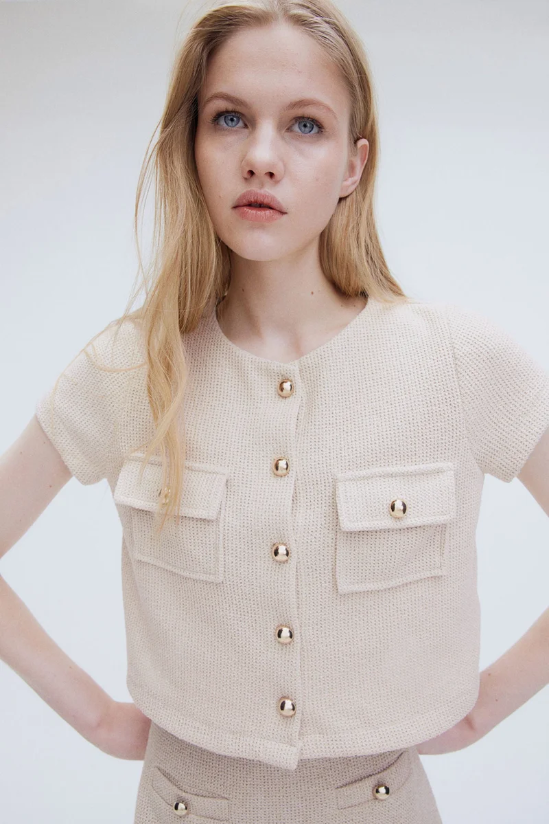 H&M Waffled jersey top