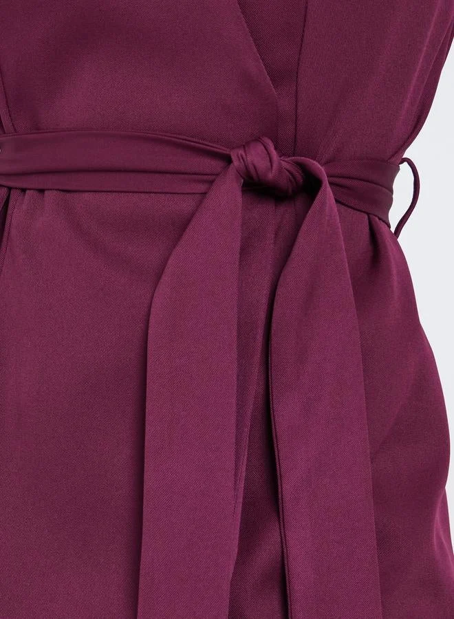 Styli Styli Women Burgundy Sleeveless Wrap Top