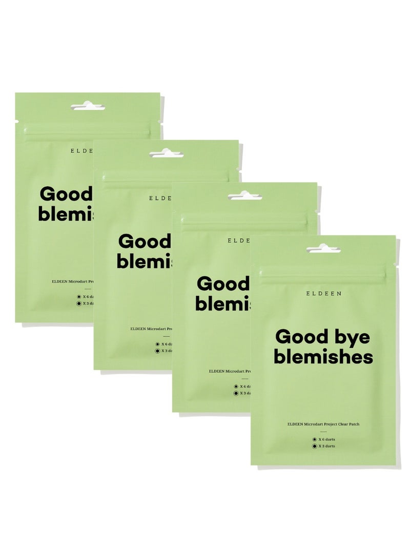 ELDEEN Good Bye Blemishes - Eldeen Microdart Project: Clear Patch - The Ultimate Solution for Your Skin, clear blemishes/zits, clear, 6 small patches, 3 large patches (Pack of 4) - Image 1