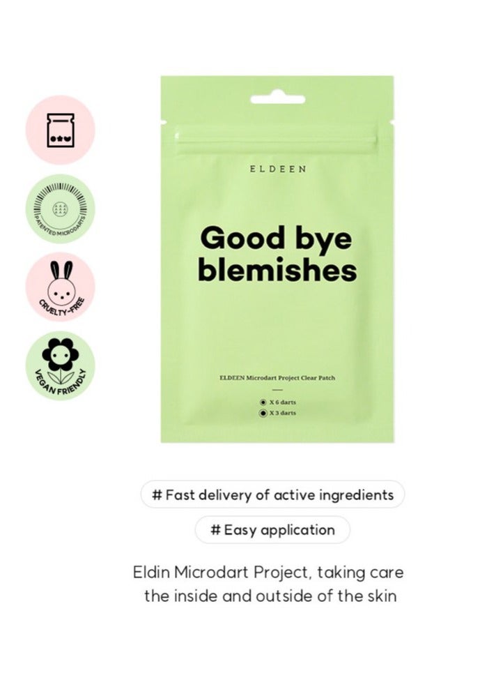 ELDEEN Good Bye Blemishes - Eldeen Microdart Project: Clear Patch - The Ultimate Solution for Your Skin, clear blemishes/zits, clear, 6 small patches, 3 large patches (Pack of 4) - Image 4