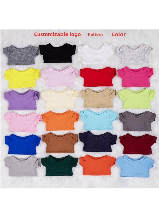 Doll 10/15cm20cm Cotton Doll Black And White Short Sleeve T-shirt Doll Doll Clothes Can Add LOGO Pattern-Specifications:20cm-Color:Snow White Tee  - Image 2