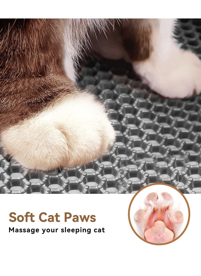 Cat Litter Mat Trapping Litter Box Honeycomb Double Layer Design Large Size Easy Clean Scatter Control Non-Slip Waterproof Kitty Litter Mats Fold 60 by 45 Centimeters - Image 2