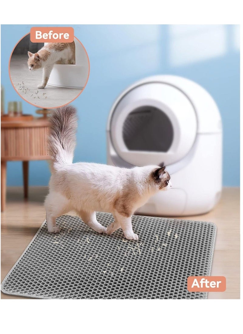 Cat Litter Mat Trapping Litter Box Honeycomb Double Layer Design Large Size Easy Clean Scatter Control Non-Slip Waterproof Kitty Litter Mats Fold 60 by 45 Centimeters - Image 3