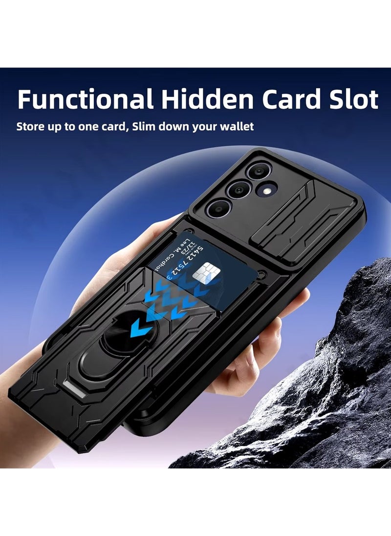 Techie - Samsung Galaxy A25 Slide Armor Case with 360° Ring, Magnetic Stand, Card Holder, Camera Shield & Mil-Grade Drop Protection - Image 1