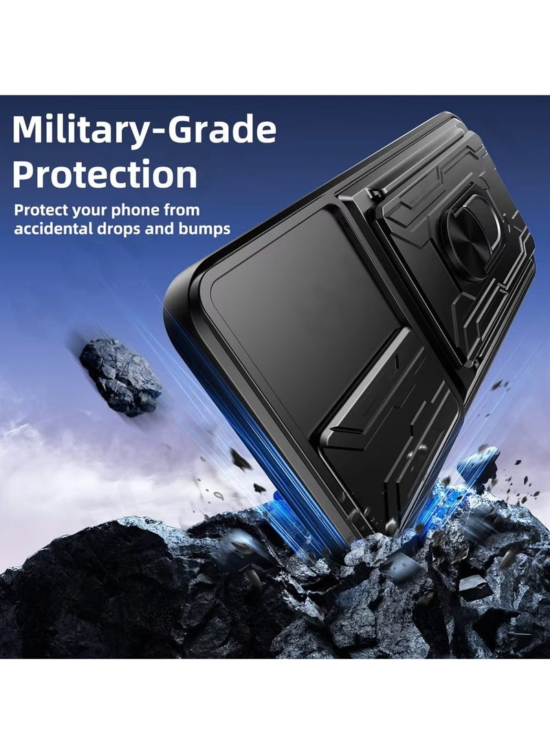 Techie - Samsung Galaxy A25 Slide Armor Case with 360° Ring, Magnetic Stand, Card Holder, Camera Shield & Mil-Grade Drop Protection - Image 1