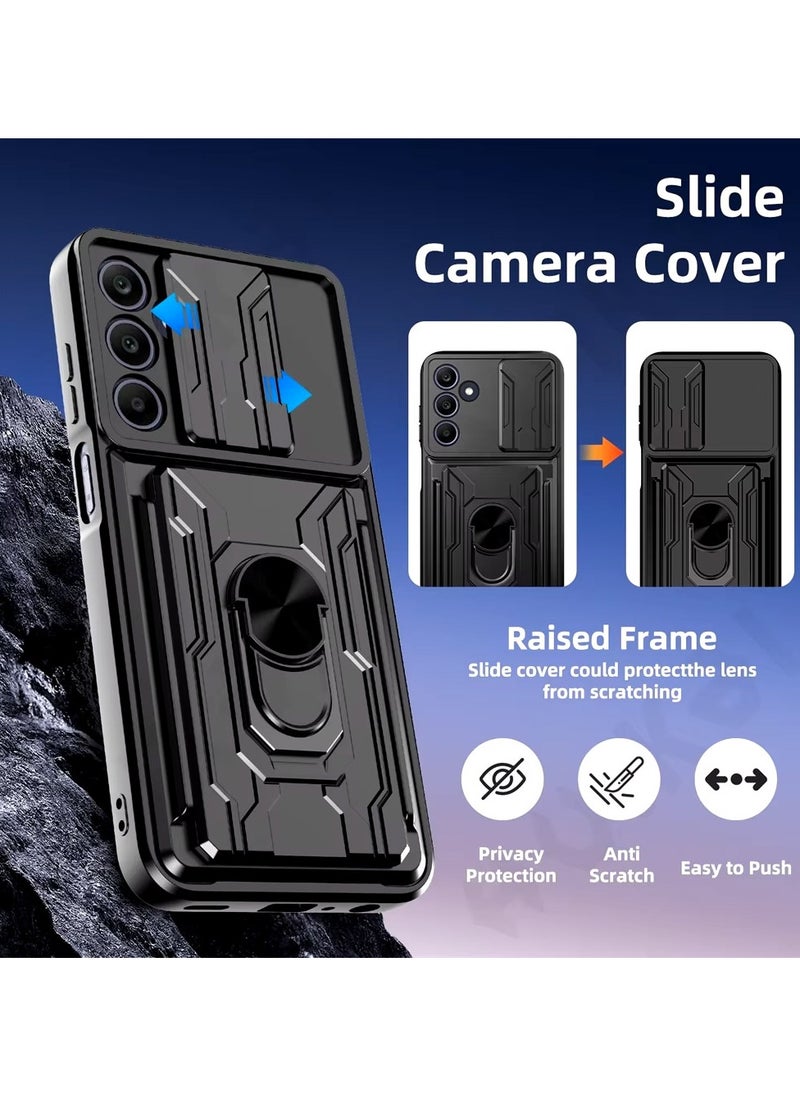 Techie - Samsung Galaxy A25 Slide Armor Case with 360° Ring, Magnetic Stand, Card Holder, Camera Shield & Mil-Grade Drop Protection - Image 1