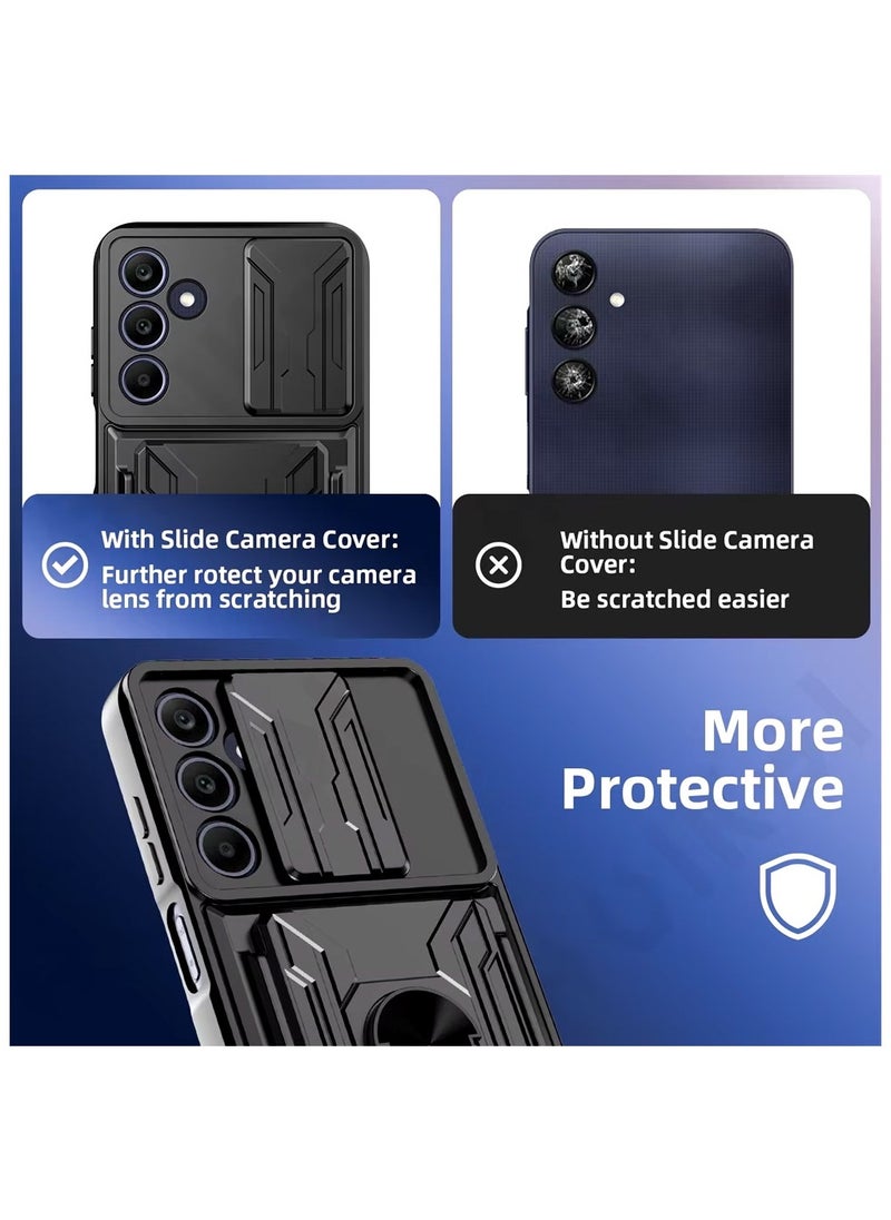 Techie - Samsung Galaxy A25 Slide Armor Case with 360° Ring, Magnetic Stand, Card Holder, Camera Shield & Mil-Grade Drop Protection - Image 1
