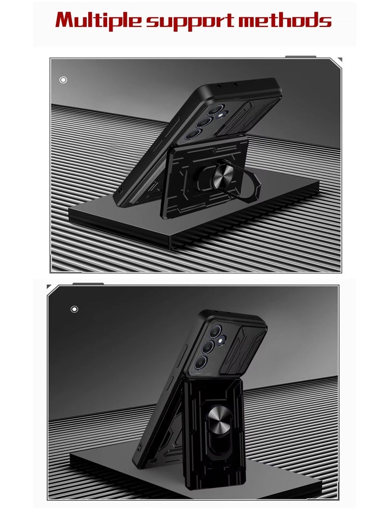 Techie - Samsung Galaxy A25 Slide Armor Case with 360° Ring, Magnetic Stand, Card Holder, Camera Shield & Mil-Grade Drop Protection - Image 1