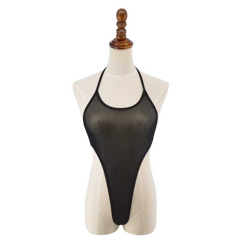 SHERRYLO See Through One Piece Swimsuit High Cut Micro Monokini Bikini Mini Mesh Transparent Bathing Suit - Image 3