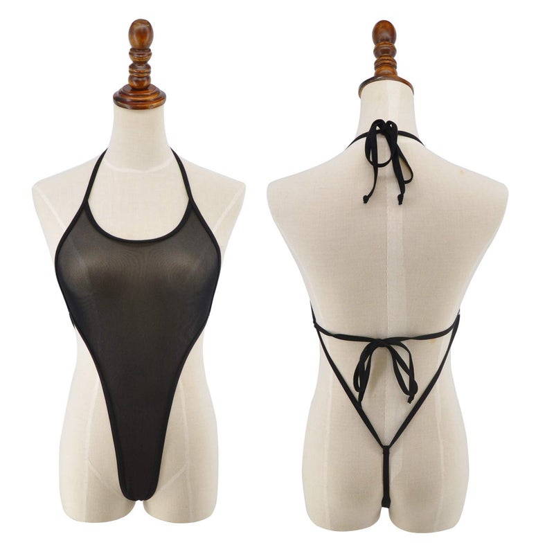 SHERRYLO See Through One Piece Swimsuit High Cut Micro Monokini Bikini Mini Mesh Transparent Bathing Suit - Image 5