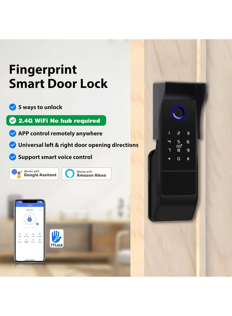 Razuvious Smart Lock, Weatherproof Lock,TT Lock WiFi Version, No Hub Required, GCC Version, Fingerprint Door Lock with Touchscreen Keypad,Easy Installation for Front Door, Home, Office, Airbnb - Image 2