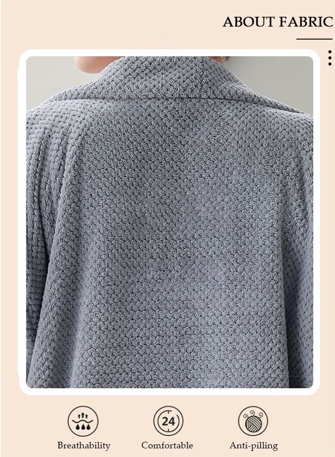 DUNISO Women's Bath Robe, Shower Wrap Towel,Wearable Bath Towel with Side Pocket Wrap Shower Wrap Towel Dress Bathrobe Waffle Spa Towel Robes with Adjustable Closure Quick Dry Lightweight Cover Up - Image 3