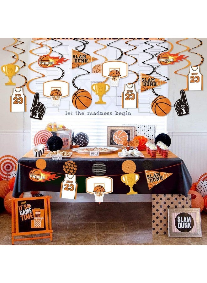 Levfla 35Ct Basketball Party Decorations Hanging Swirls Decoration Slam Dunk Teenagers Birthday Photo Props March Madness Sports Cutouts Whirls Favor Supplies - Image 3