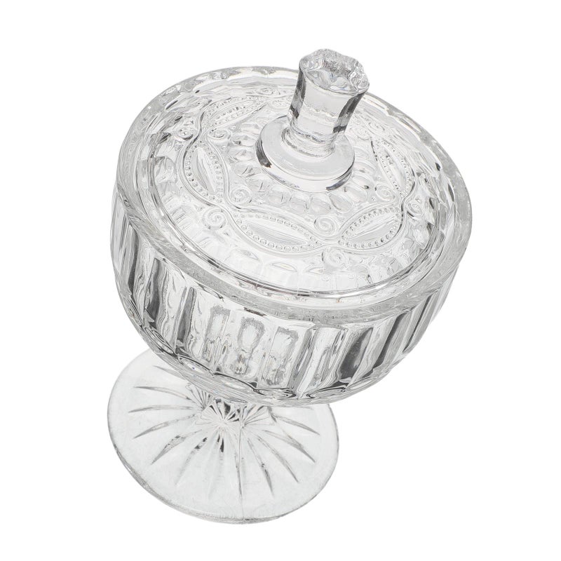 Glass Candy Jar with Lid - Decorative Apothecary Canister - Vintage Footed Pedestal Server - Clear Display Container for Sweets Buffet Wedding Dessert - Image 2