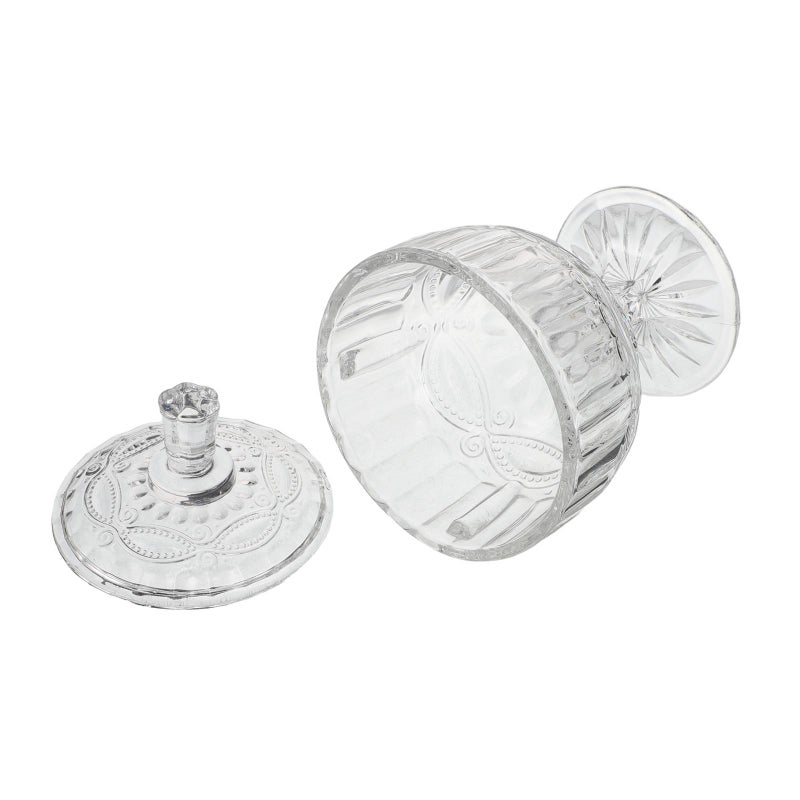 Glass Candy Jar with Lid - Decorative Apothecary Canister - Vintage Footed Pedestal Server - Clear Display Container for Sweets Buffet Wedding Dessert - Image 3