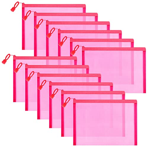 Sinzip 12 Pieces Zipper Nylon Mesh Pouch Mesh Cosmetic Bags Makeup Bags Pencil Case Multipurpose Travel Bags for WB06 Wb06 - Image 2