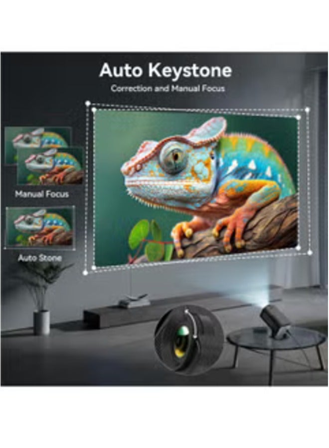 DUSALA Mini 4K Native 1080P Smart Projector – Android TV 11.0, WiFi & Bluetooth, Auto Keystone Correction, 10000 Lumens, 180-Degree Rotation, Short Throw – Perfect for Home Theater, Outdoor Movies & Gaming - Image 4