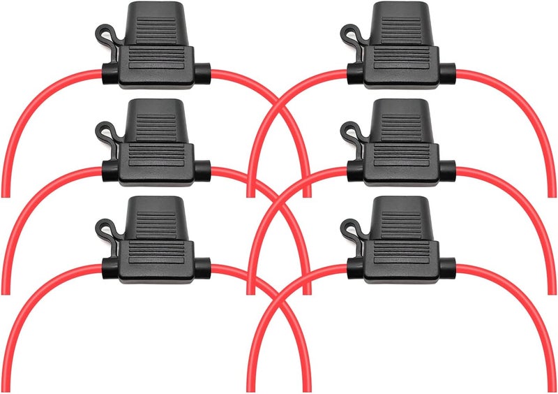 VANTRONIK Waterproof Medium Inline Fuse Holder with 14 Gauge AWG Wire 10 Inches Long, Fit for ATO ATC Standard Blade Fuse in Vehicle/Boat/RV/Tractor, 6 Pack - Image 1