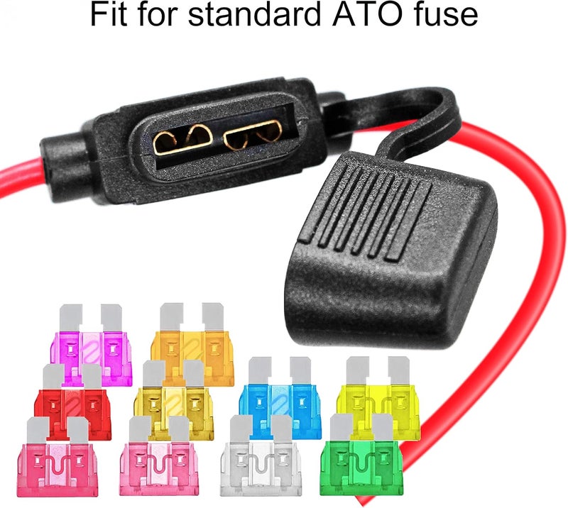 VANTRONIK Waterproof Medium Inline Fuse Holder with 14 Gauge AWG Wire 10 Inches Long, Fit for ATO ATC Standard Blade Fuse in Vehicle/Boat/RV/Tractor, 6 Pack - Image 4