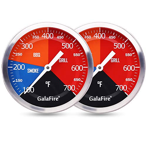 GALAFIRE BBQ Thermometer Gauge for Charcoal Grill Pit, 2 Pack 3 3/16 inch Large Dial Smoker Temperature Gauge - Image 1