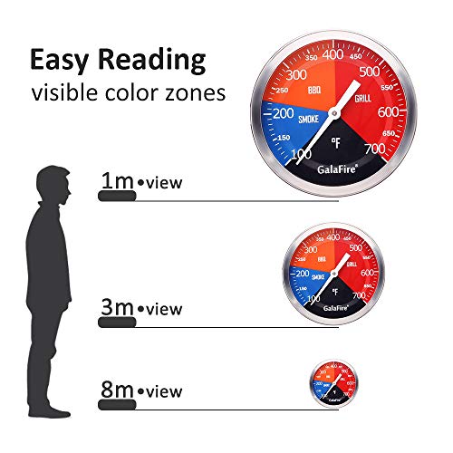 GALAFIRE BBQ Thermometer Gauge for Charcoal Grill Pit, 2 Pack 3 3/16 inch Large Dial Smoker Temperature Gauge - Image 4