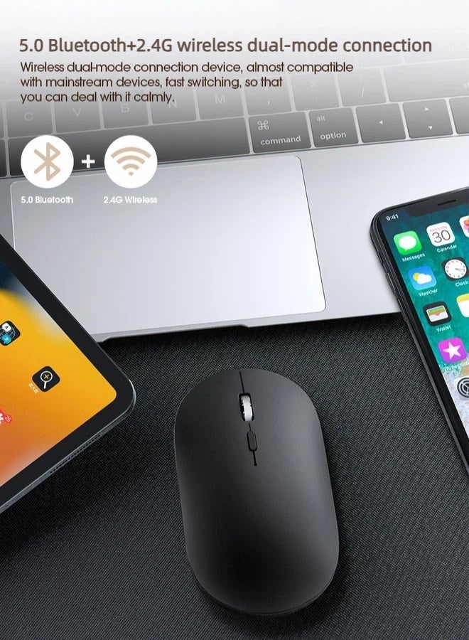 AOR Esports Office mouse, Bluetooth mouse with 2.4G wireless and Bluetooth 5.0, adjustable DPI (800/1200/1600), ergonomic design of aluminum alloy wheels, Type-C charging (600mAh battery), 60 second automatic sleep mode, suitable for laptop/PC/Mac black mouse - Image 5