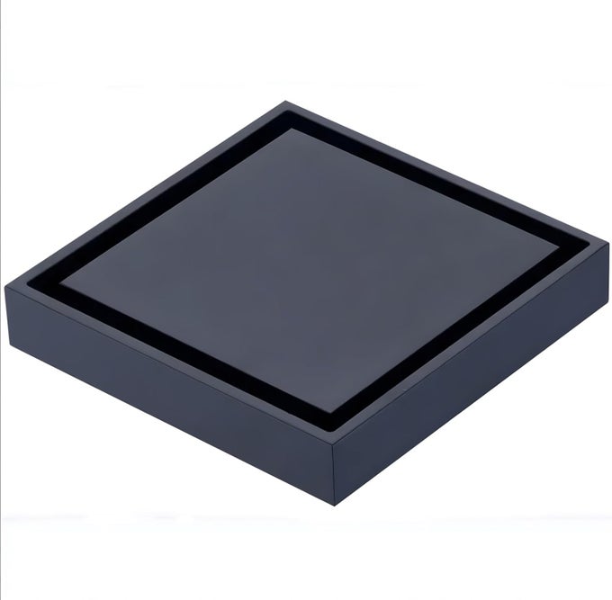 BLACK FLOOR DRAIN 4 X 4 INCHES TILE INSERT FLOOR DRAIN SS INVISIBLE SHOWER DRAIN CHANNE TILE DRAIN CHANNEL WITH STAINLESS STEEL COCKROACH TRAP CONCEALED MATT BLACK
