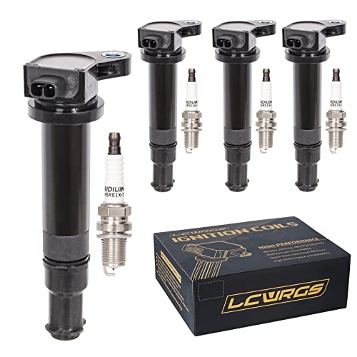 LCWRGS Set of 4 Ignition Coil Packs and Spark Plugs Fits for 2006 2007 2008 2009 2010 2011 Kia Rio Rio5 Rondo Hyundai Accent 1.6 L4 Replaces# UF499 C1543 - Image 1
