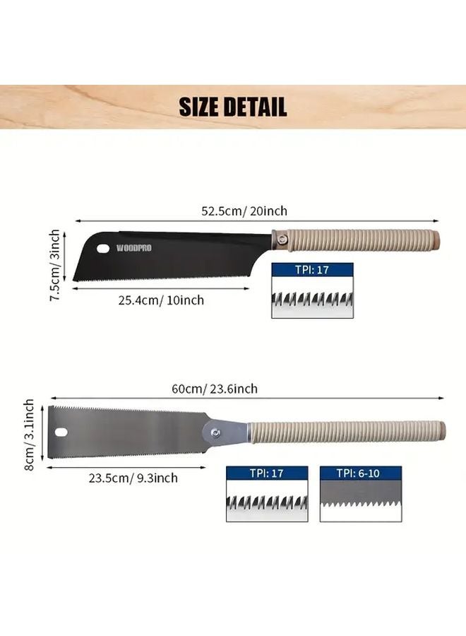 Japanese Pull Saw Set Double And Single Edge Hand Tool For Woodworking DIY - Image 3
