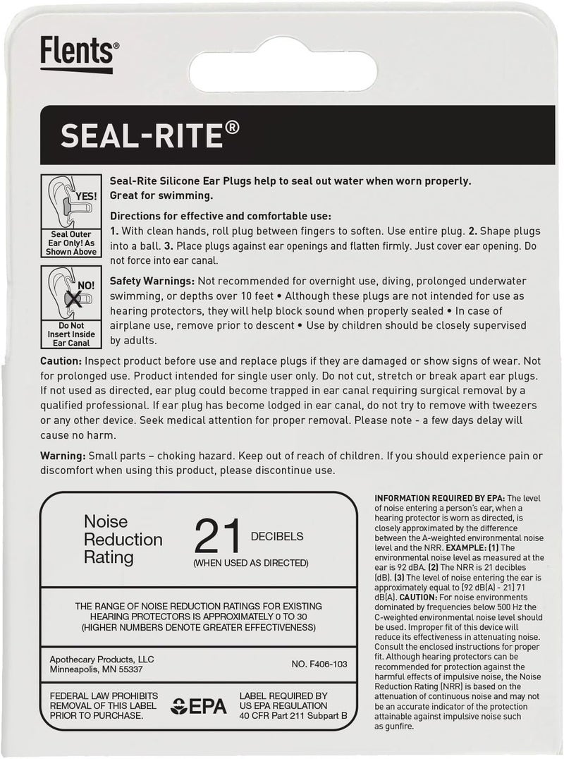 Flents Protechs Seal Rite Moldable Silicone Putty Ear Plugs - 3 Pairs for Sleeping, Snoring, Swimming, Travel, Concerts, and Studying - Image 3