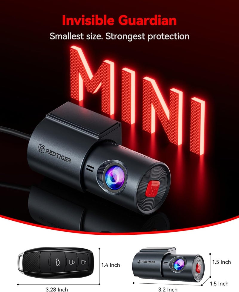REDTIGER 4K Dash Cam Front, Mini dashcam with WiFi, Anti-Theft Car Camera with Night Vision, WDR, 24H Parking Mode, Loop Recording, Two-Step Installation, No SD Card Included, Supports 256GB Max(F11) - Image 3