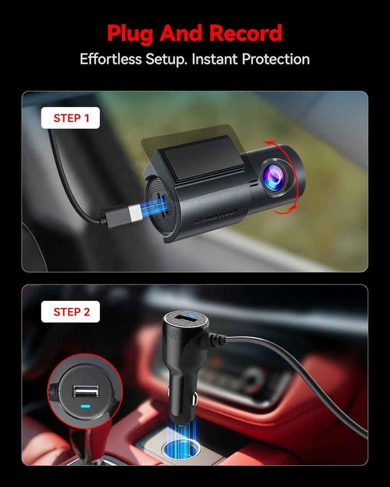 REDTIGER 4K Dash Cam Front, Mini dashcam with WiFi, Anti-Theft Car Camera with Night Vision, WDR, 24H Parking Mode, Loop Recording, Two-Step Installation, No SD Card Included, Supports 256GB Max(F11) - Image 2