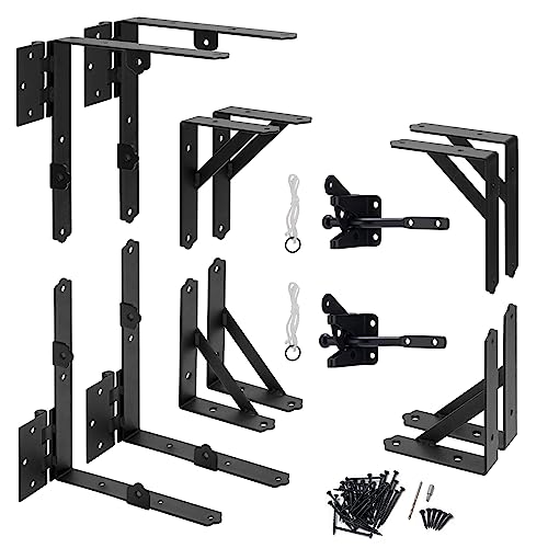 HILLMASTER 2 Set Anti Sag Gate Frame Kit Gate Corner Brace Bracket Heavy Duty Adjustable Gate Hardware with Gate Latch for Wooden Fences,Driveway Gates,Shed Doors,Corral Gates,Wood Windows - Image 1
