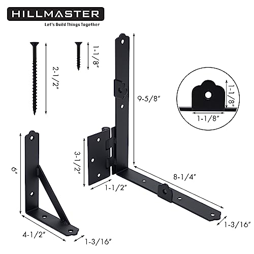 HILLMASTER 2 Set Anti Sag Gate Frame Kit Gate Corner Brace Bracket Heavy Duty Adjustable Gate Hardware with Gate Latch for Wooden Fences,Driveway Gates,Shed Doors,Corral Gates,Wood Windows - Image 2