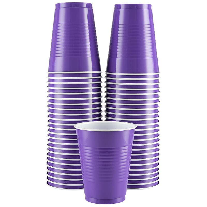 Amcrate Disposable Plastic Cups Purple Colored Plastic Cups 18Ounce Plastic Party Cups Strong and Sturdy Disposable Cups for Party Wedding Christmas Halloween Party Cup 50 Pack