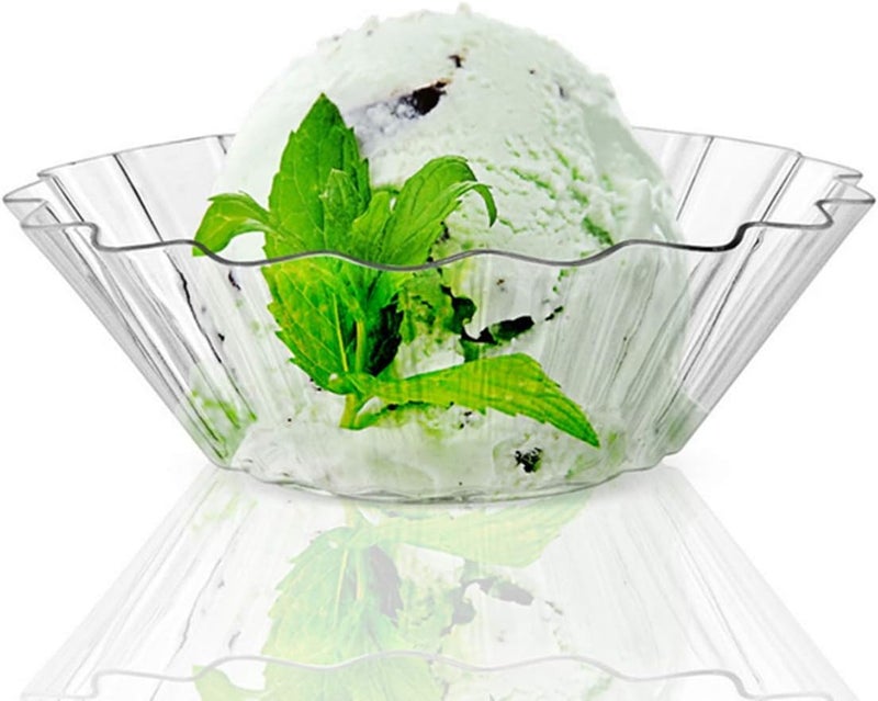 Healthcom 50 Pcs 3 inch Mini Clear Plastic Appetizer Plates Dessert Plates Flower Ice Cream Dessert Bowls Tasting Bowls Dishes Serving Plates Dip Sauce Snacks Plates Small Serving Cup Party Supplies - Image 5