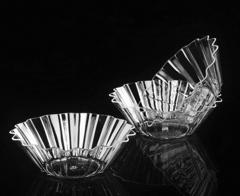 Healthcom 50 Pcs 3 inch Mini Clear Plastic Appetizer Plates Dessert Plates Flower Ice Cream Dessert Bowls Tasting Bowls Dishes Serving Plates Dip Sauce Snacks Plates Small Serving Cup Party Supplies - Image 3