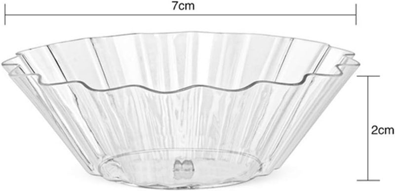 Healthcom 50 Pcs 3 inch Mini Clear Plastic Appetizer Plates Dessert Plates Flower Ice Cream Dessert Bowls Tasting Bowls Dishes Serving Plates Dip Sauce Snacks Plates Small Serving Cup Party Supplies - Image 2