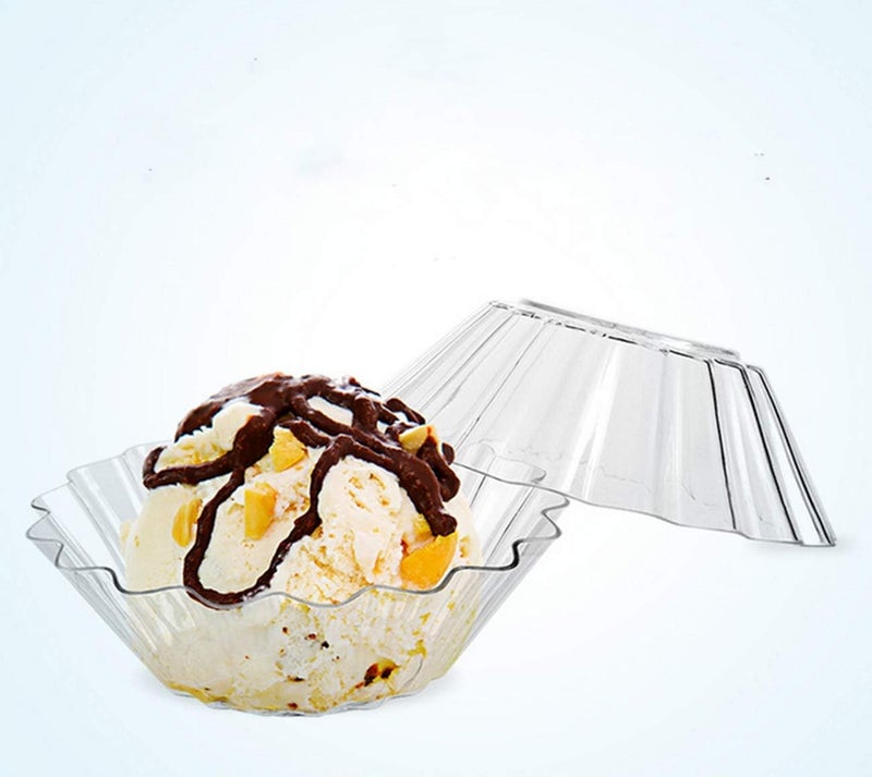 Healthcom 50 Pcs 3 inch Mini Clear Plastic Appetizer Plates Dessert Plates Flower Ice Cream Dessert Bowls Tasting Bowls Dishes Serving Plates Dip Sauce Snacks Plates Small Serving Cup Party Supplies - Image 4