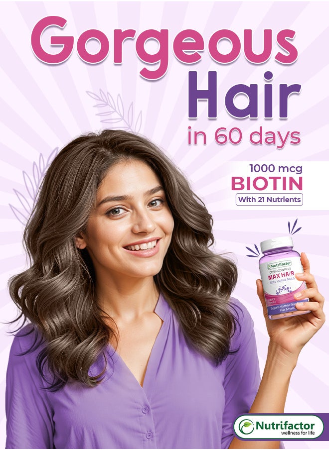Nutrifactor - Max hair - Complete formula for Hair, Skin & Nails - 60 Tablets - Image 1