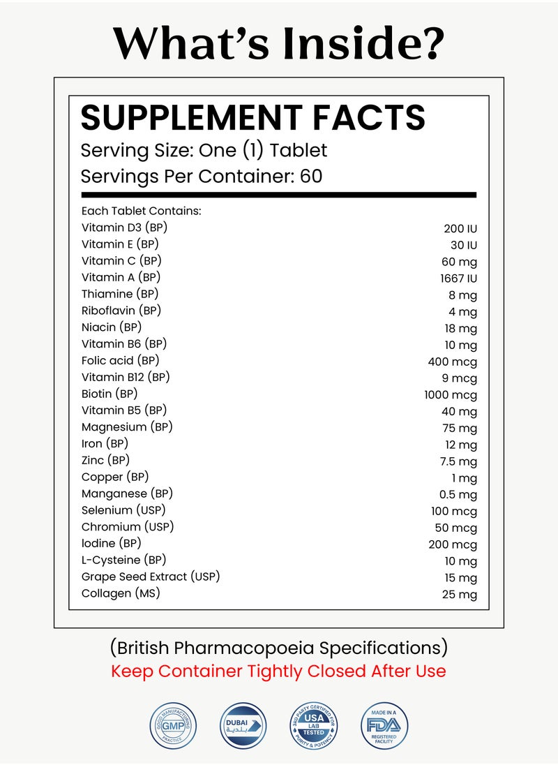 Nutrifactor - Max hair - Complete formula for Hair, Skin & Nails - 60 Tablets - Image 1