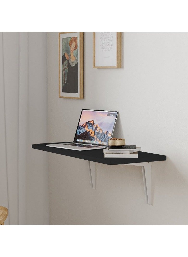 Home Gallery Wall Mounted folding Drop Leaf Desk Black - Image 1