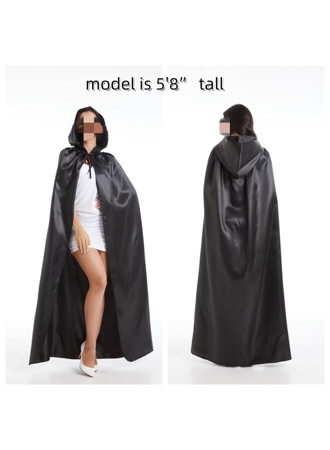VGLOOK Unisex Hooded Halloween Christmas Cloak Costumes Party Cape Black - Image 3
