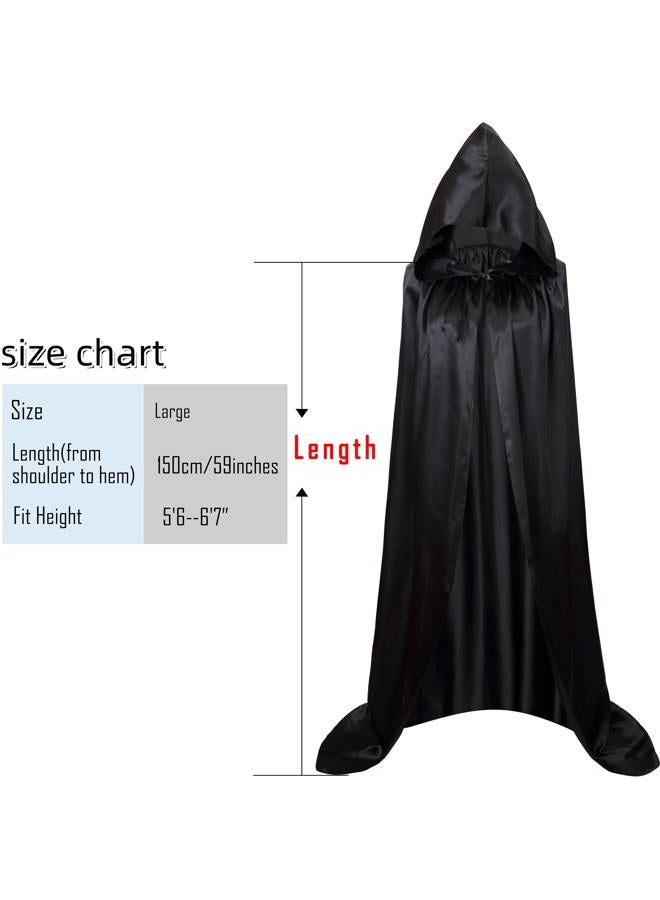 VGLOOK Unisex Hooded Halloween Christmas Cloak Costumes Party Cape Black - Image 2