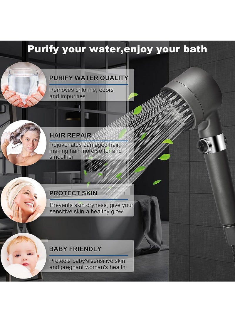 MACAIIROOS Shower Filter Shower Head Handheld High Pressure Hard Water Softener Filtered Hand Held Showerhead Set to Remove Chlorine and Impurities Massages Scalp Anti Hairfall with Shower Hose and Holde 3 Modes  - Image 2